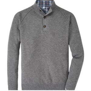 Peter Millar Parkway Textured Three-Button Mockneck Sweater Men's Gale Grey Sz S